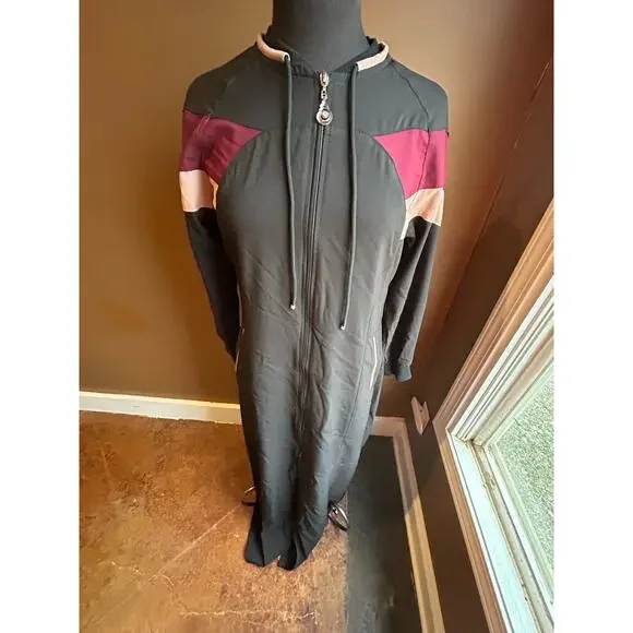 Palestinian Abaya Color Block Zipper Black GUC - Picture 1 of 6